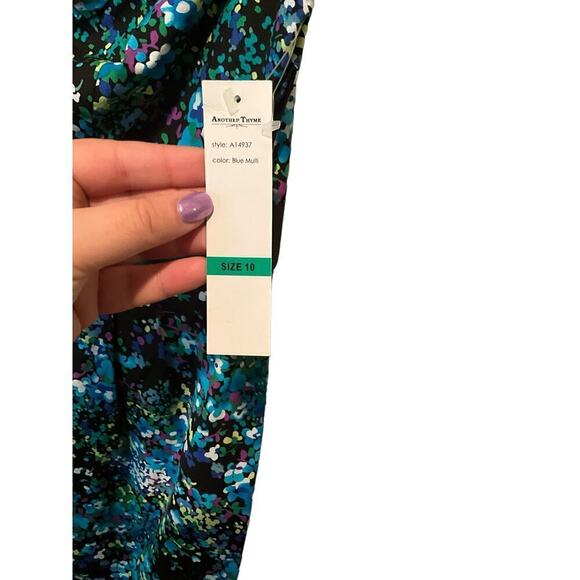 Another Time Dress Women's 10 Multicolor Floral Cotton Lined Round Neck Back Zip - Picture 5 of 7